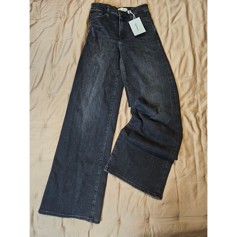 FRAME Le Slim Palazzo High Rise Wide Leg Black Jeans Size 24 NWT